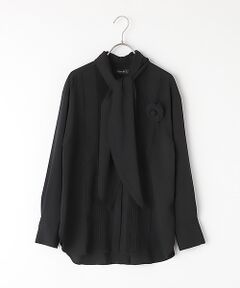 【OUTLET】ボウタイカラータックブラウス