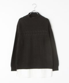 【OUTLET】アラン編み風ハイネックニット