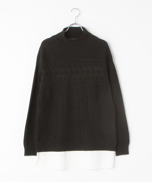 INGEBORG / インゲボルグ ニット・セーター | 【OUTLET】アラン編み風ハイネックニット（クロ）