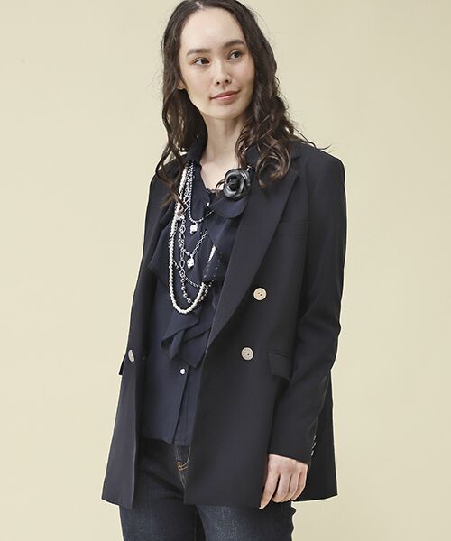 美品　インゲボルグ　テーラードジャケット　黒　インナー花柄　日本製　Sサイズ