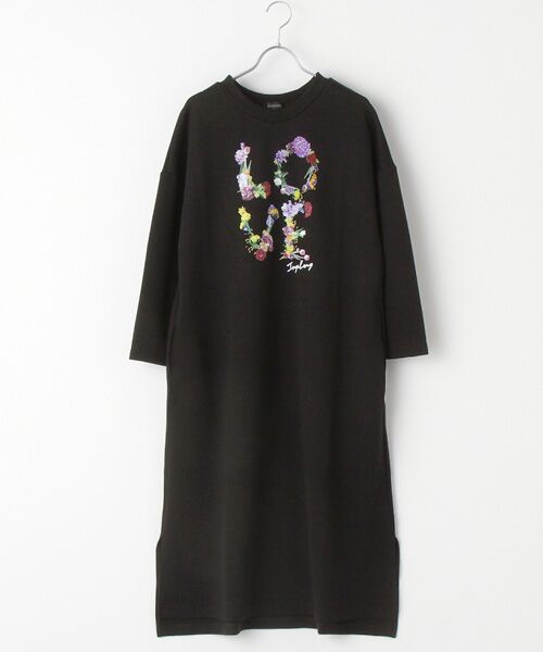 [美品]インゲボルグ　ベルデットフラワーシャツワンピース　マキシ丈　総花柄 美品]インゲボルグ ベルデットフラワーシャツワンピース マキシ