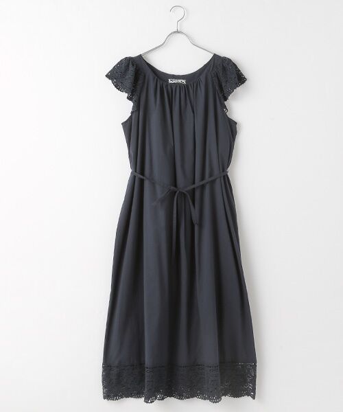 INGEBORG / インゲボルグ ロング・マキシ丈ワンピース | 【OUTLET】トーションレース使いワンピース（ネイビー）