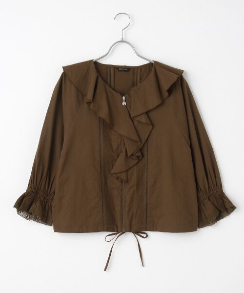 INGEBORG / インゲボルグ ブルゾン | 【OUTLET】コットンローンフリルブルゾン（ブラウン）