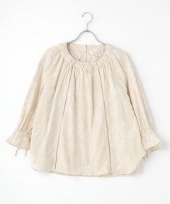 【OUTLET】コットンレースギャザーブラウス