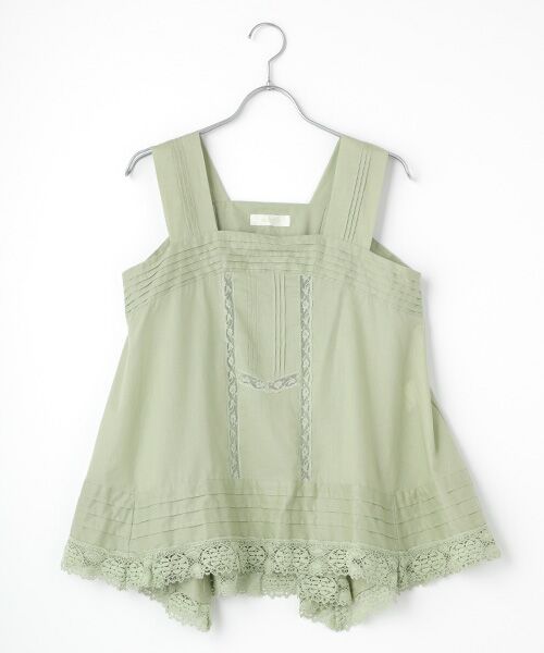 インゲボルグ　綿ローンノースリーブブラウス セール】 【OUTLET】レース使いローンノースリーブブラウス （シャツ