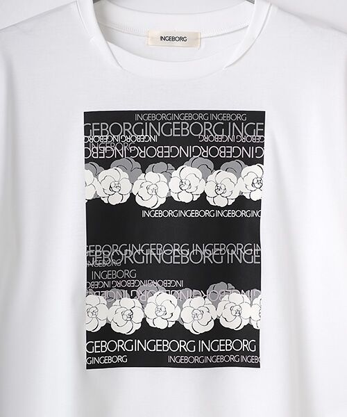 INGEBORG / インゲボルグ Tシャツ | カメリアロゴボーダープリントTシャツ | 詳細2