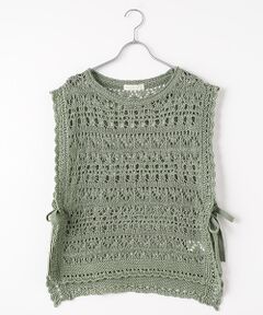 【OUTLET】透かし編みニットベスト