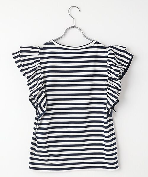 セール】 【OUTLET】ボーダーフリルスリーブカットソー （T