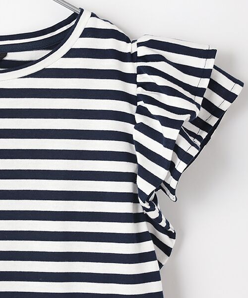 セール】 【OUTLET】ボーダーフリルスリーブカットソー （T
