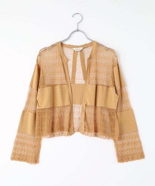 INGEBORG / インゲボルグ カーディガン・ボレロ | 【OUTLET】透かしボーダーカーディガン（ベージュ）