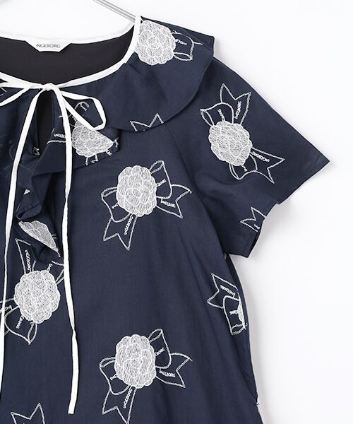 INGEBORG / インゲボルグ ミニ丈・ひざ丈ワンピース | カメリアリボン刺繍ワンピース | 詳細4