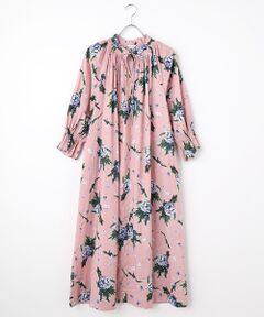 インゲボルグ　紫陽花柄半袖ロングワンピース 日本製 INGEBORG インゲボルグ ワンピース 長袖 ドット 花柄