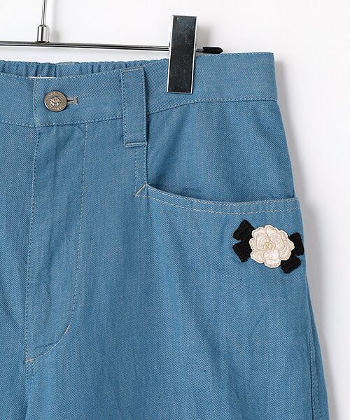 INGEBORG / インゲボルグ デニムパンツ | カメリアリボン刺繍入り5.5oデニムパンツ | 詳細2