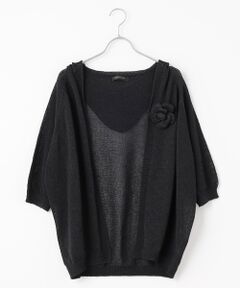 INGEBORG / インゲボルグ カーディガン・ボレロ | カメリアコサージュ付きフードカーディガン