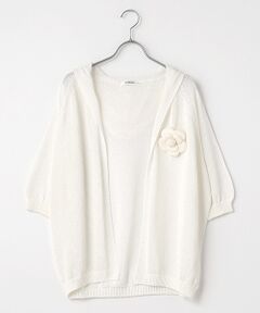 INGEBORG / インゲボルグ カーディガン・ボレロ | カメリアコサージュ付きフードカーディガン