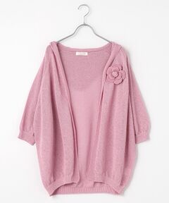 INGEBORG / インゲボルグ カーディガン・ボレロ | カメリアコサージュ付きフードカーディガン