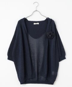 INGEBORG / インゲボルグ カーディガン・ボレロ | カメリアコサージュ付きフードカーディガン