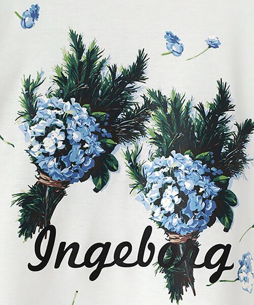 INGEBORG / インゲボルグ Tシャツ | ローズマリーとアジサイワンポイントpt.Tシャツ | 詳細2
