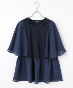 セール】 チュール使いカメリア刺繍カットソー （カットソー