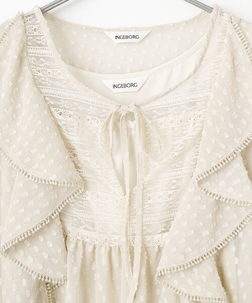 INGEBORG / インゲボルグ シャツ・ブラウス | シフォンカットジャガードブラウス | 詳細2