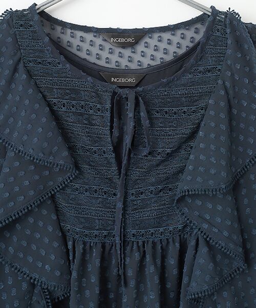 INGEBORG / インゲボルグ シャツ・ブラウス | シフォンカットジャガードブラウス | 詳細8