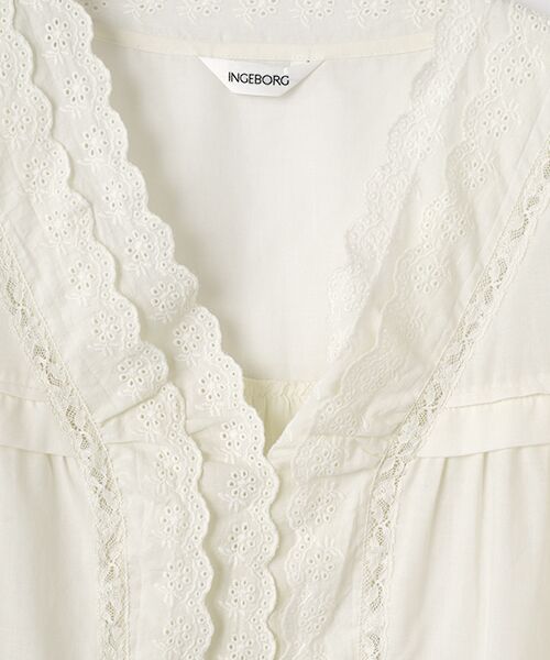 INGEBORG / インゲボルグ シャツ・ブラウス | レース使いコットンローンブラウス | 詳細2