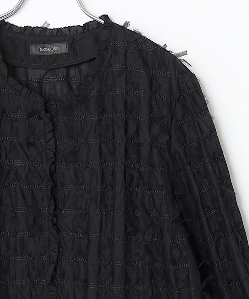 チュールリボン刺繍ジャケットINGEBORG チュールリボン刺繍ジャケット （ノーカラージャケット