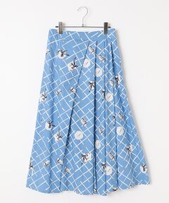 INGEBORG ガーデニアプリントワンピース フラワー リネン ブルー