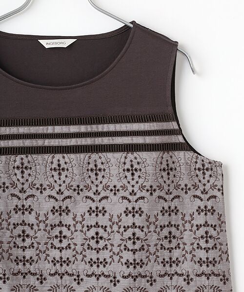 INGEBORG / インゲボルグ カットソー | ボタニカル刺繍使いノースリーブカットソー | 詳細4
