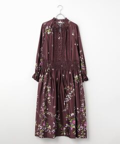 美品✨インゲボルグ カサブランカプリントワンピース ロング丈 リボン フリル INGEBORG インゲボルグロングワンピースカサブランカリボンフリル