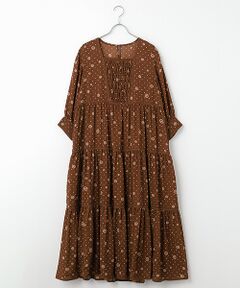 現行品 INGEBORG インゲボルグ　くちなし小紋pt.ワンピース セール】 くちなし小紋pt.ワンピース （ロング・マキシ丈