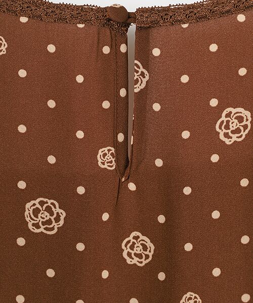 【試着のみ】インゲボルグ 黒 ドットカメリアリボン柄 ポリ ワンピース カメリアリボン刺繍スカート｜ピンクハウスオフィシャル