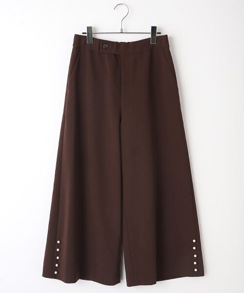 INGEBORG/インゲボルグ パール調釦アクセントワイドパンツ ブラウン フリーサイズ