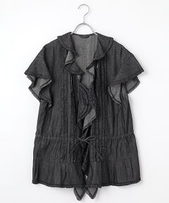 INGEBORG / インゲボルグ ベスト | ５ozムラ糸デニムフリルベスト