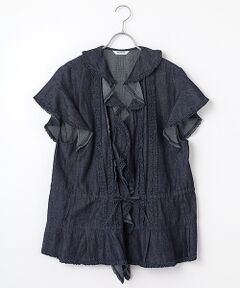 INGEBORG / インゲボルグ ベスト | ５ozムラ糸デニムフリルベスト