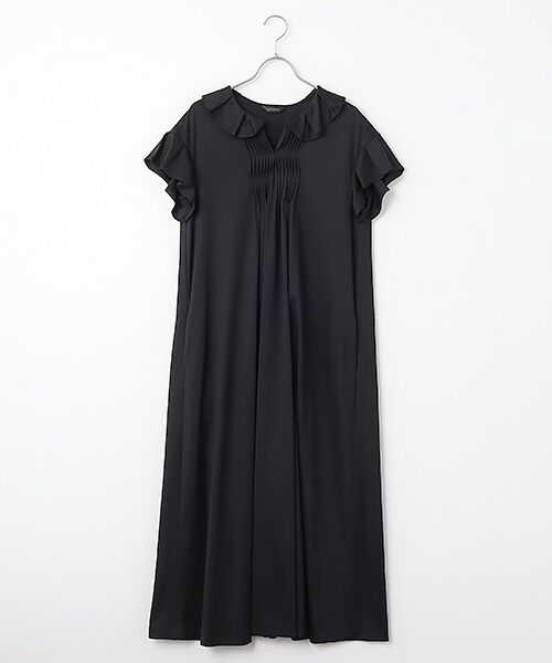 INGEBORG/インゲボルグ フリルスリーブカットソーワンピース クロ 11号 INGEBORG/インゲボルグ フリルスリーブカットソーワンピース クロ 11号