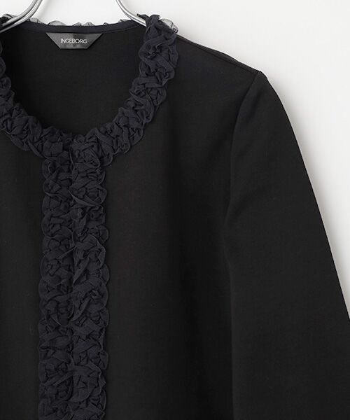 INGEBORG / インゲボルグ カーディガン・ボレロ | チュールアクセントノーカラーカーディガン | 詳細2