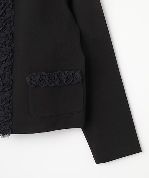 INGEBORG / インゲボルグ カーディガン・ボレロ | チュールアクセントノーカラーカーディガン | 詳細3