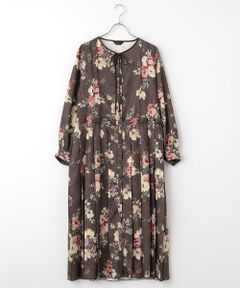 インゲボルグ　あじさい柄 七分袖ロングシャツワンピース インゲボルグ あじさい柄 七分袖ロングシャツワンピース