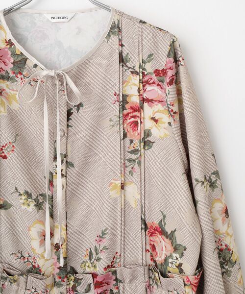 INGEBORG / インゲボルグ ロング・マキシ丈ワンピース | ●チェックブーケpt.ワンピース | 詳細3