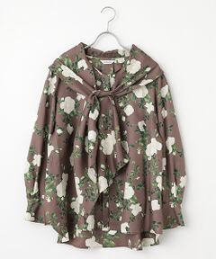 INGEBORG チュニックグレー白花柄 INGEBORG チュニックグレー白花柄 INGEBORG インゲボルグ 麻 混