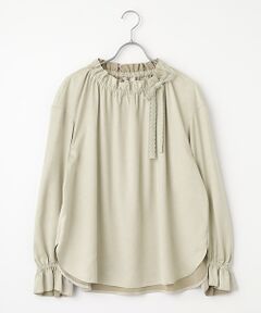 【♥美品♥】インゲボルグ　背面ボタンブラウス　長袖　クリーム ブラウス レディース 長袖 ボリューム袖 エンボス加工 ジャ