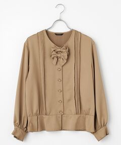 INGEBORG / インゲボルグ シャツ・ブラウス | サテン起毛ペプラムブラウス