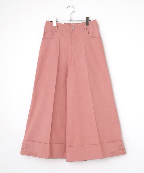 INGEBORG/インゲボルグ カメリア刺繍デニムパンツ ピンク フリーサイズ