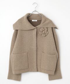 INGEBORG / インゲボルグ その他アウター | フラワーモチーフ付きニットコート