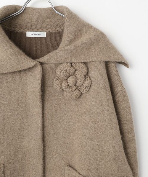 INGEBORG / インゲボルグ その他アウター | フラワーモチーフ付きニットコート | 詳細5