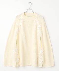 INGEBORG / インゲボルグ カーディガン・ボレロ | レース使いニットポンチョ