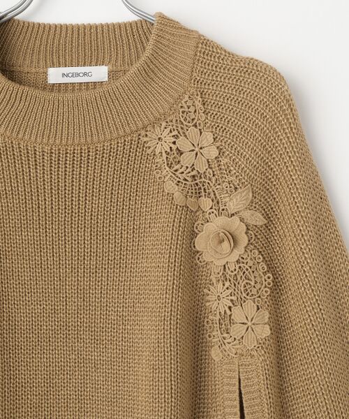 INGEBORG / インゲボルグ カーディガン・ボレロ | レース使いニットポンチョ | 詳細4