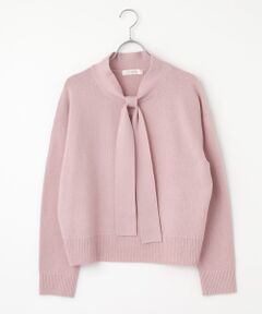 INGEBORG / インゲボルグ ニット・セーター | カメリア刺繍入りボウタイニット