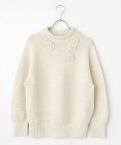 INGEBORG / インゲボルグ ニット・セーター | フラワーモチーフ付きボトルネックニット